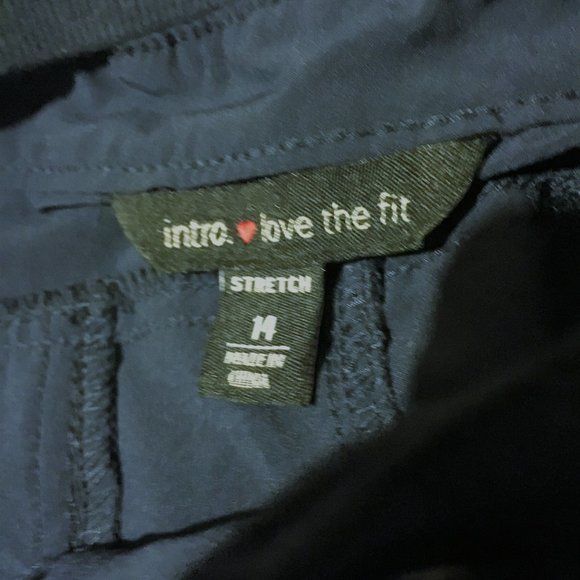 Silky Navy Blue Capri Pants SIZE 14 by INTRO love the fit STRETCH CARGO - Picture 5 of 7